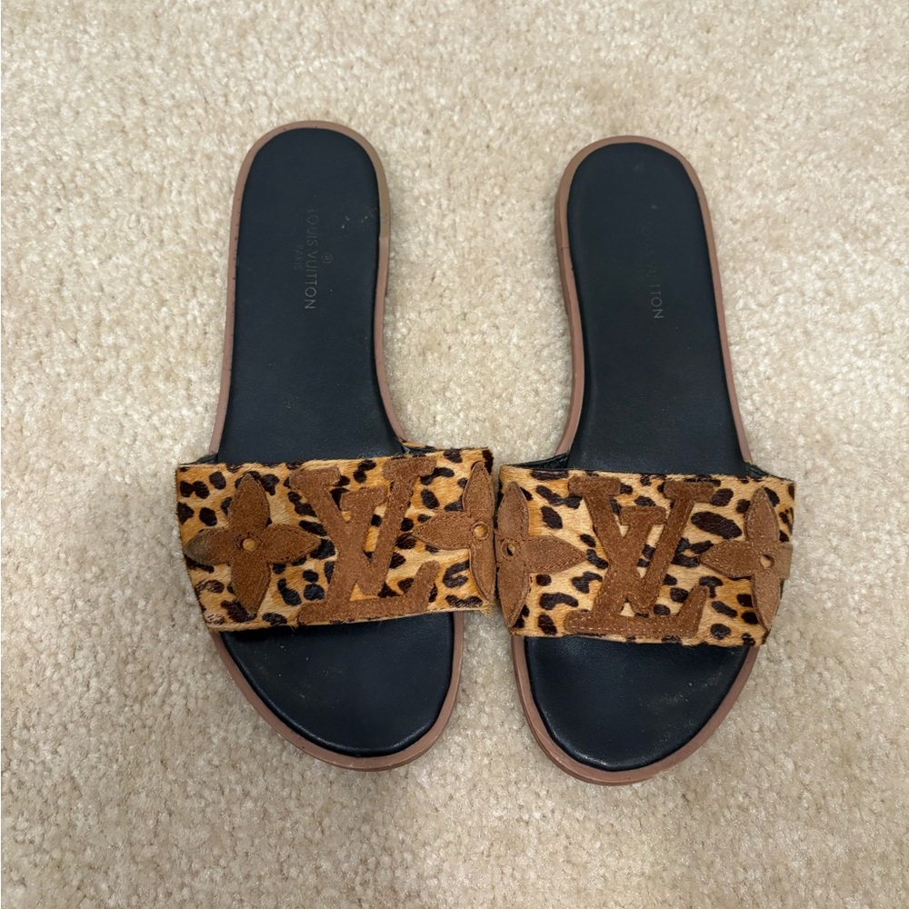 Louis Vuitton Brown and Black Slide Sandals